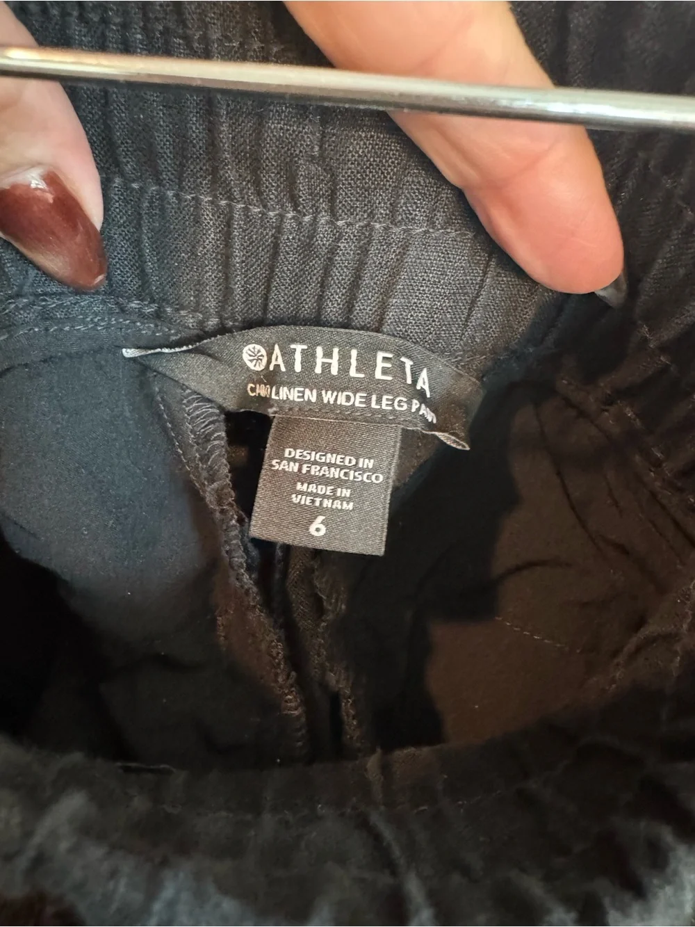 Athleta Cabo Linen Wide Leg Pants Black Women’s Size 6